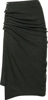Draped cotton blend jersey midi skirt 