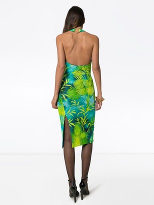 Versace Jungle signature print halterneck dress