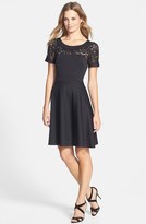 Thumbnail for your product : Betsey Johnson Lace Inset Ponte Fit & Flare Dress