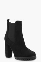 Thumbnail for your product : boohoo Cleated Platform Suedette Pull On Chelsea Boots