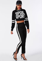 Thumbnail for your product : Missguided Side Stripe Cigarette Trousers Black