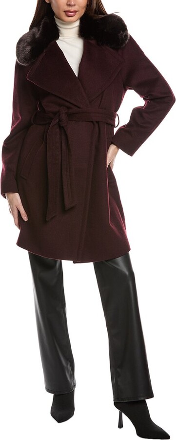 Via Spiga Wool-Blend Wrap Coat