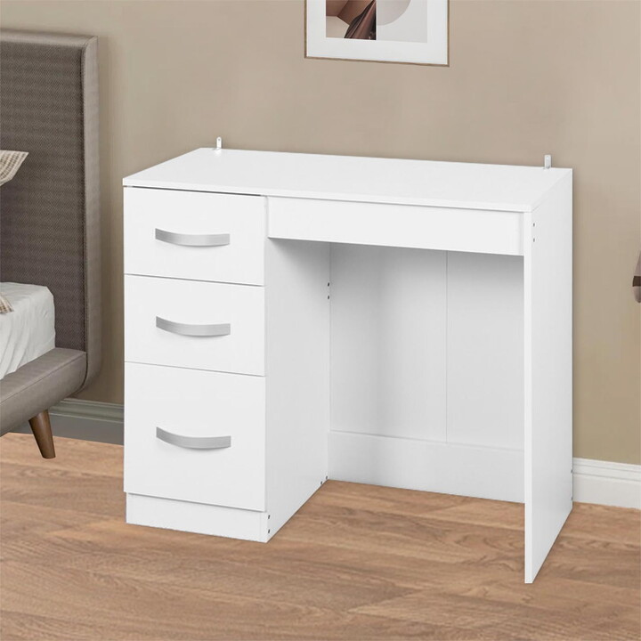 Leumius Wooden Desk with 3 Drawers,Home Office Bedroom Desk Study Writing Desk,White