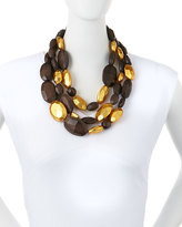Thumbnail for your product : Viktoria Hayman Triple-Strand Wood and Gold Necklace