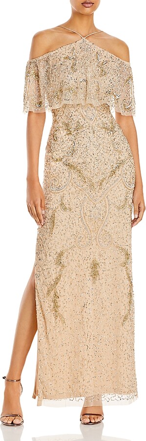 Aidan Mattox Cold-Shoulder Beaded Gown Exclusive ShopStyle Bridal