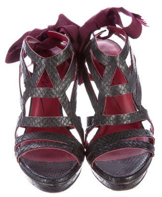 Lanvin Embossed Lace-Up Sandals