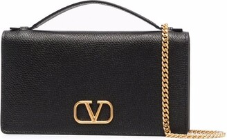 Valentino Garavani VLogo Signature leather chain wallet - Gold