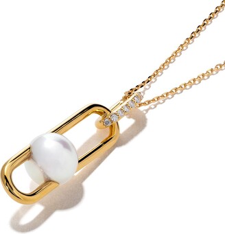 TASAKI 18kt yellow gold Fine Links Collection Line Akoya pearl and diamond pendant