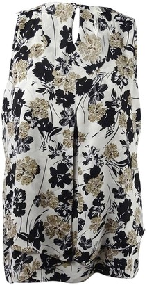 NY Collection Women's Plus Size Printed Sleeveless Invert Pleat Sharkbite Top