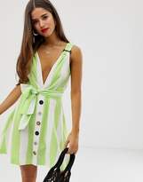 Thumbnail for your product : Moon River green candystripe mini dress