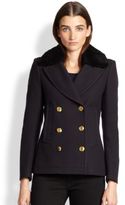 Thumbnail for your product : Burberry Topcliffe Shearling-Trim Peacoat