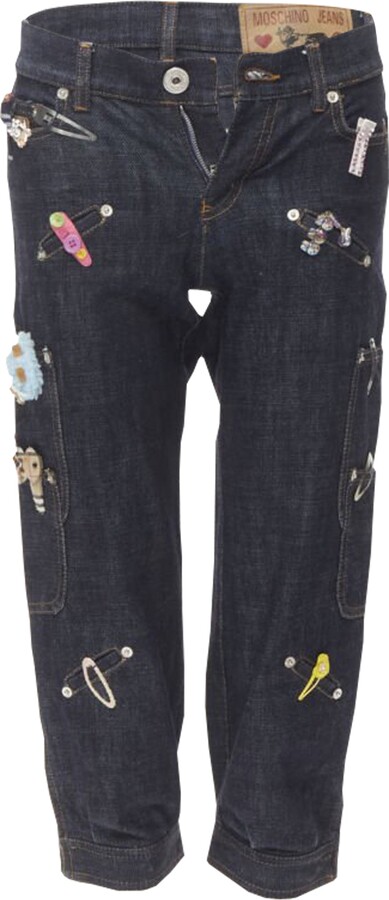 Moschino Denim Hair Clip Embroidery Cargo Jeans