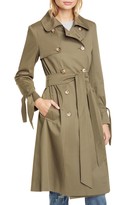 Thumbnail for your product : Helene Berman Double Breasted Tie Cuff Stretch Cotton Trench Coat