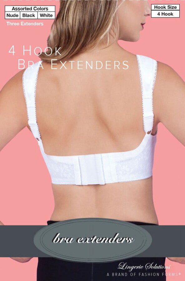 Lingerie Solutions by Fashion Forms Fashion Forms Women’s 4-Hook Bra Extender, Black, Nude & White, 3 Count