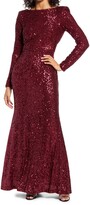 Thumbnail for your product : Eliza J Sequin Long Sleeve Trumpet Gown
