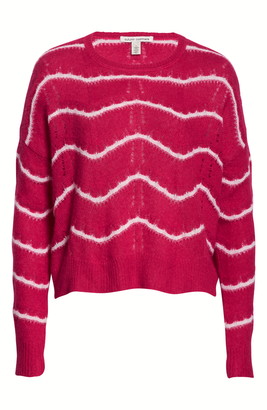 Autumn Cashmere Wave Stripe Pointelle Stitch Cashmere & Silk Sweater
