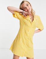 Thumbnail for your product : Monki Maja mini shirt dress in yellow check