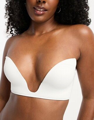YANDW Front Closure Push Up Bra Strappy Thick Padded Cross Back Add 2 Cup  Plunge Seamless Underwire Bras White,36D