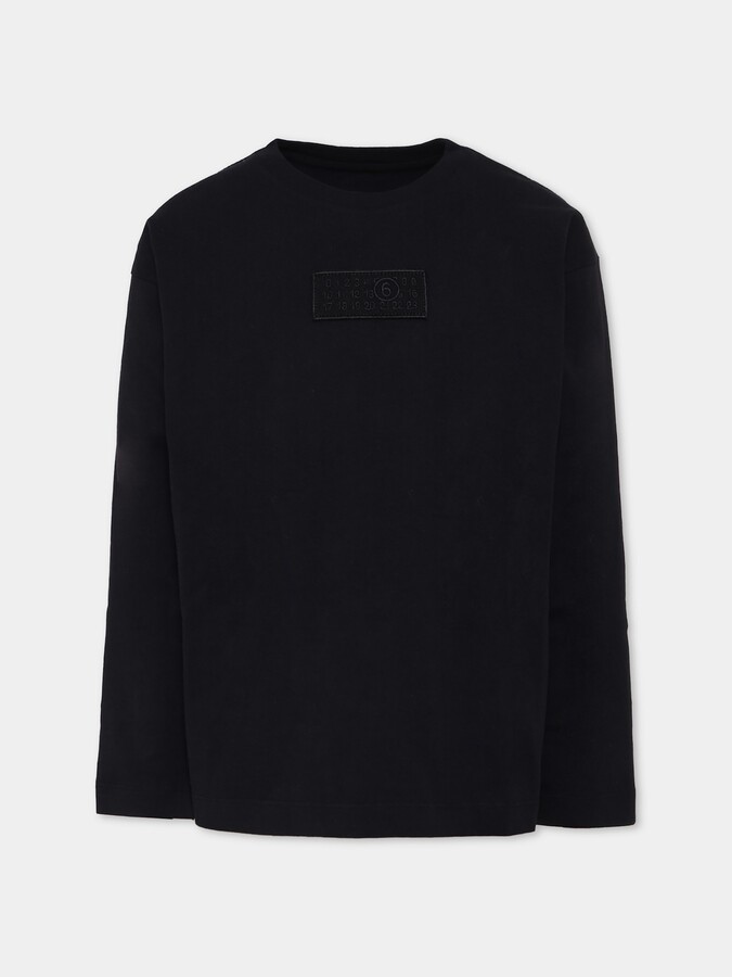 MM6 MAISON MARGIELA Black Long Sleeve Shirt For Kids With Logo