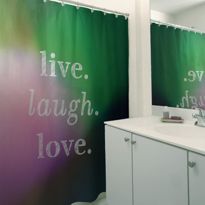 East Urban Home Multicolor Background Live Laugh Love Quote Shower Curtain Set