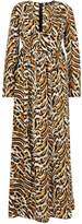 Thumbnail for your product : boohoo Button Front Tiger Print Thigh Split Maxi Dress