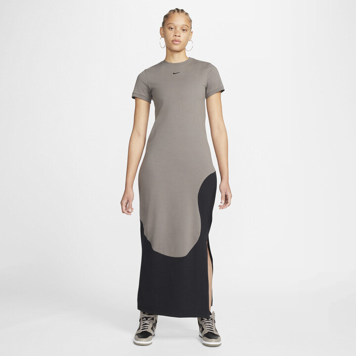 Nike Women's Sportswear Color Clash Maxi Dress in Grey - ShopStyle