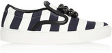 Thumbnail for your product : Mother of Pearl Achilles embellished striped canvas sneakers
