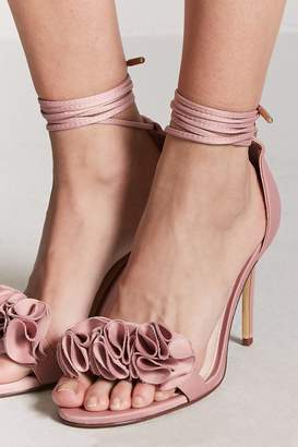Forever 21 Floral Ankle-Wrap High Heels