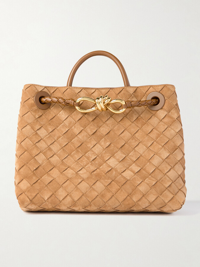 Bottega Veneta Andiamo Small Intrecciato Suede Tote - Brown