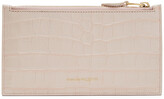 Thumbnail for your product : Alexander McQueen Pink Croc Skull Flat Zip Wallet