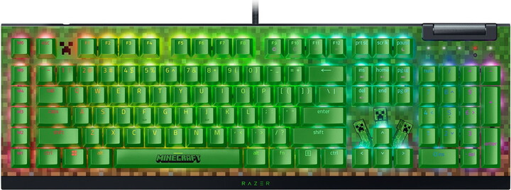 Razer BlackWidow V4 X Wired Mechanical Gaming Keyboard (Green Switch), Minecraft Edition