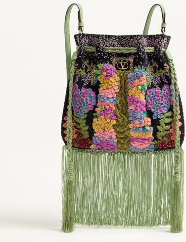 Valentino Garavani Nellcôte Alice Embroidered Bag With Fringes