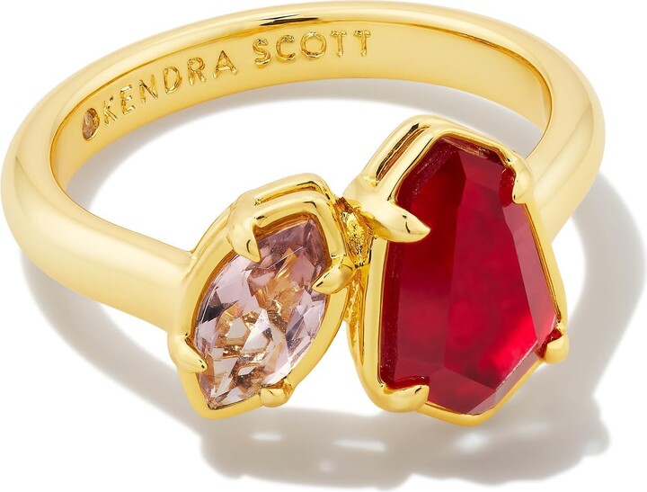 Blair Gold Bow Cocktail Ring in Red Mix