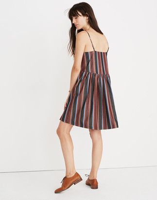 Madewell Embroidered Babydoll Cami Dress in Stripe