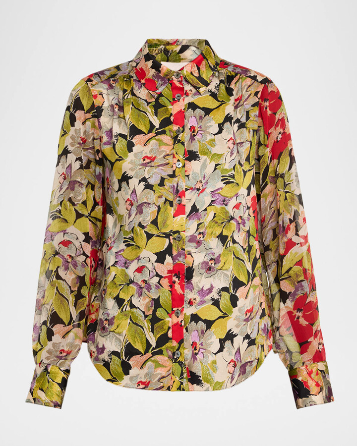 Cinq à Sept Dare Long-Sleeve Canyon Bloom Top