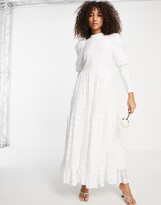 Thumbnail for your product : Sister Jane Bridal 80s puff sleeve backless lace maxi wedding dress in ivory