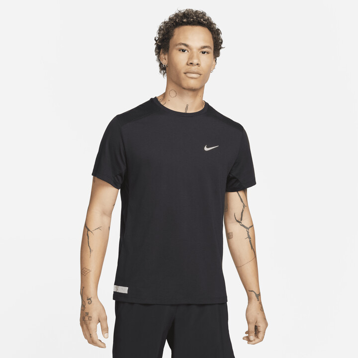 Run Division Mens Black Running Top Nike Dri-FIT Run Division Rise