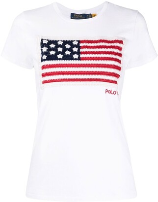 Polo Ralph Lauren crochet-flag patch T-shirt