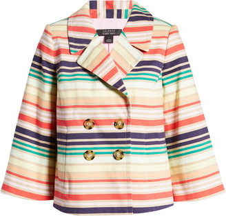 Halogen x Atlantic-Pacific Stripe Short Trench Jacket - ShopStyle Coats