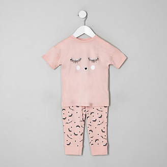 River Island Mini girls pink 'eyelash' pyjama set