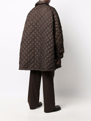Raf Simons Diamond Pattern Quilted Overcoat
