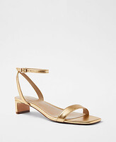 Thumbnail for your product : Ann Taylor Metallic Leather Blade Heel Ankle Strap Sandals
