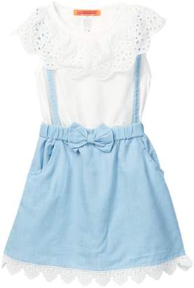 Funkyberry Eyelet Knit Denim Dress (Toddler Girls)