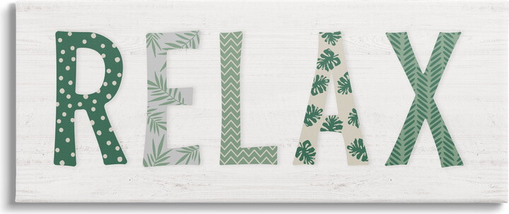 Stupell Industries Relax Forest Leaf Letter Pattern Relaxation Sentiment,24 x 10, Design by Natalie Carpentieri