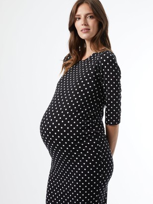 Dorothy Perkins Maternity Mono Spot Print Jersey Dress Black