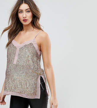 ASOS Maternity Tall Sequin Cami Top With Sheer Insert