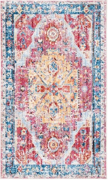 Safavieh BristolBTL488PowerLoomedAccentRugRed/Blue3'X5'