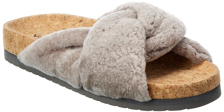 vince shearling slides
