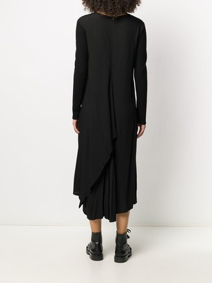 Yohji Yamamoto Draped Contrast Sleeve Midi Dress