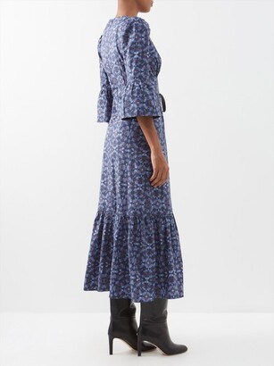 Cefinn Luna Geometric-print Organic Cotton-voile Dress - Blue Multi